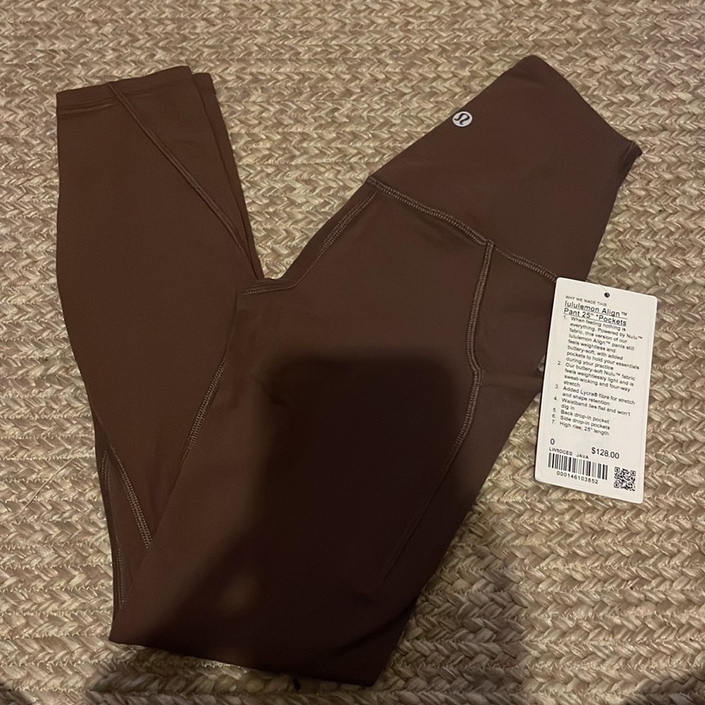Nwt lululemon align leggings 25” with pockets Java - Picture 6 of 12